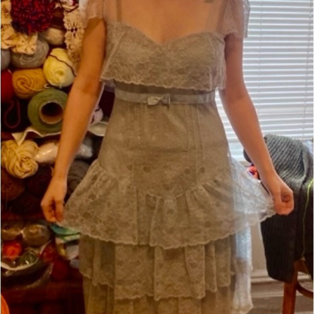 VINTAGE MARC JACOBS Lace Tiered Dress in Baby Blue